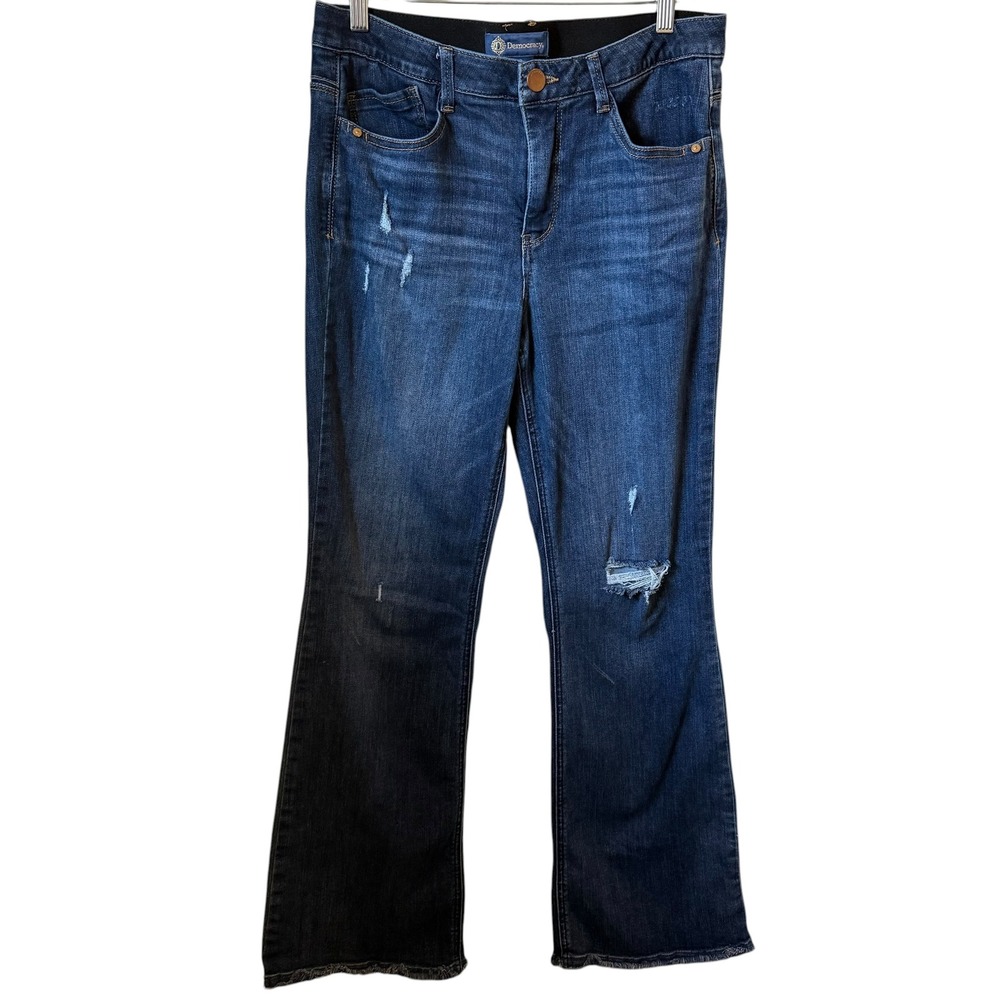 Democracy Blue Distressed Flare Jeans